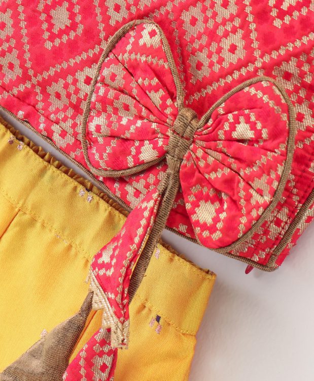 Twisha Brocade Top with Palazzo - Red & Yellow