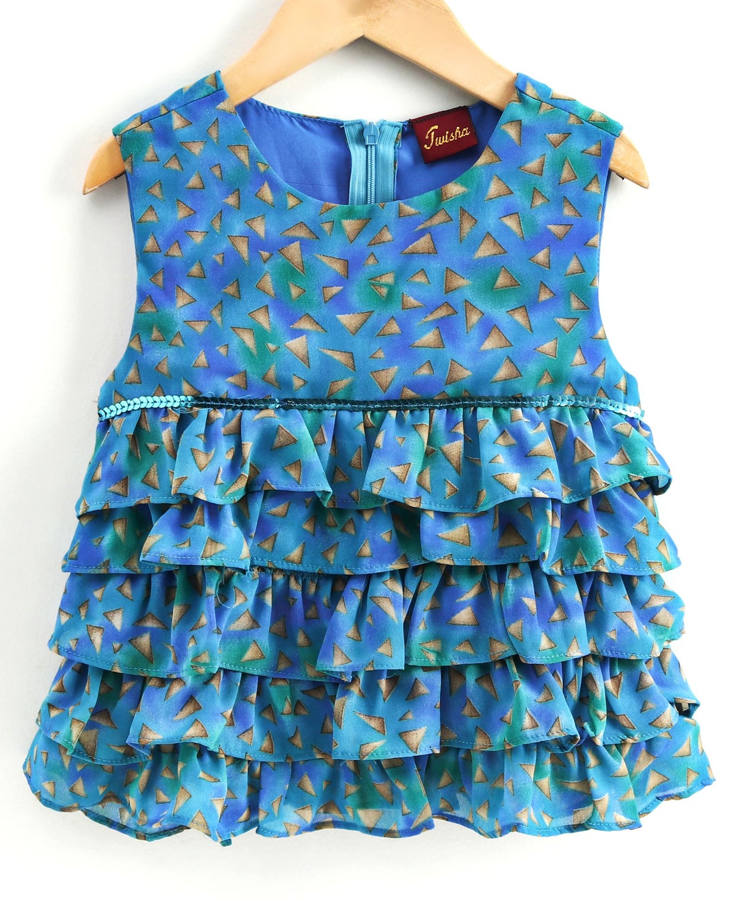 Twisha Girls Printed Frilled Top With Palazzo - Blue