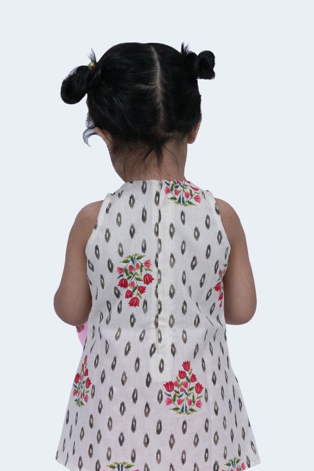 Twisha Girls Top & Sharara Set - Offwhite & Red