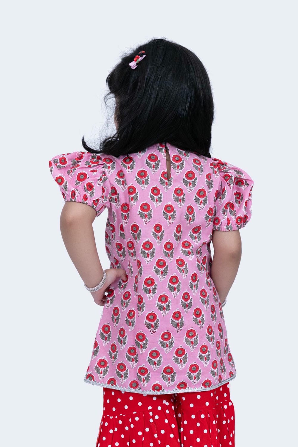 Twisha Girls Top & Sharara Set -Pink & Red