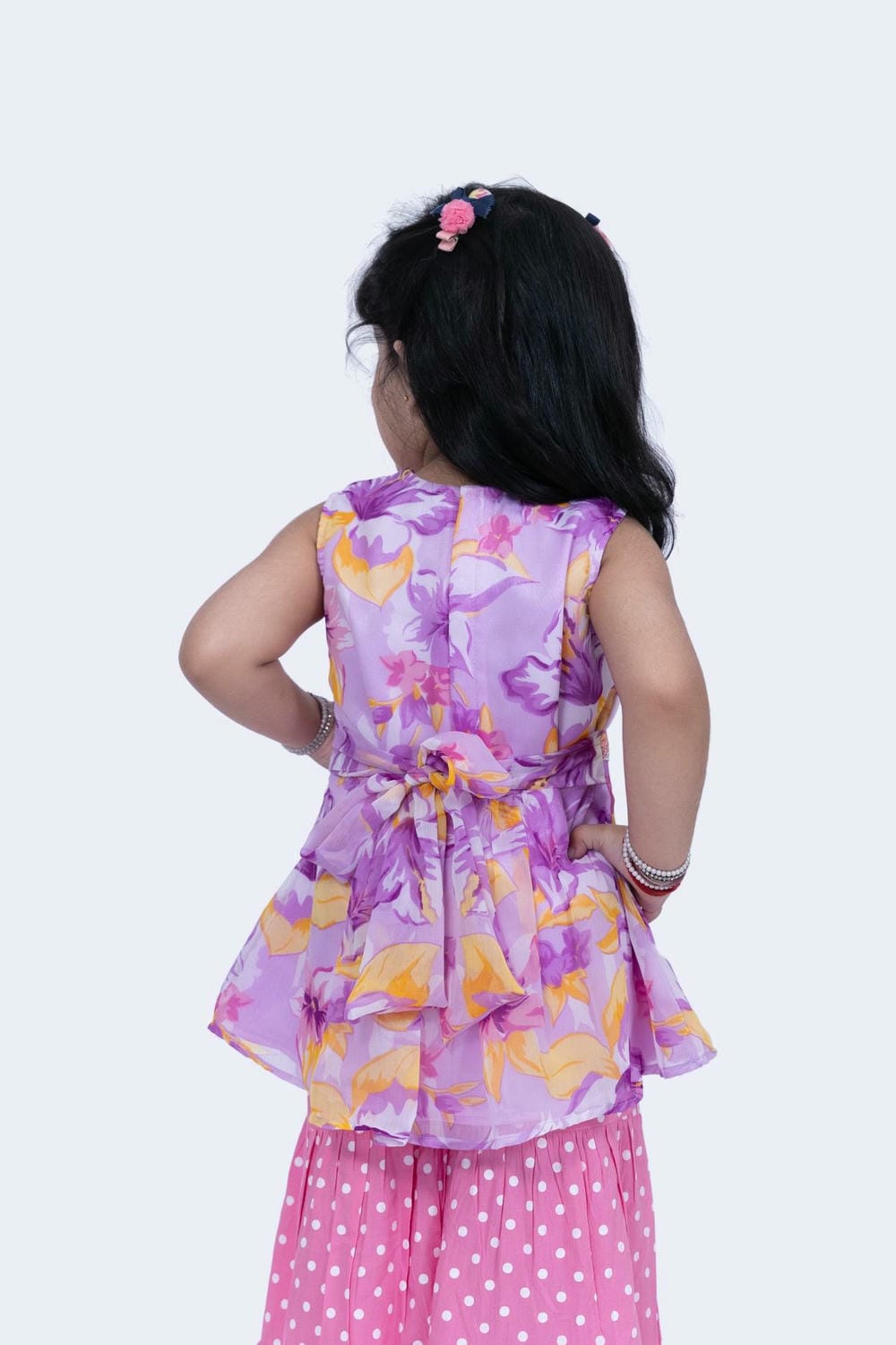 Twisha Girls Top & Sharara Set - Mauve & Pink