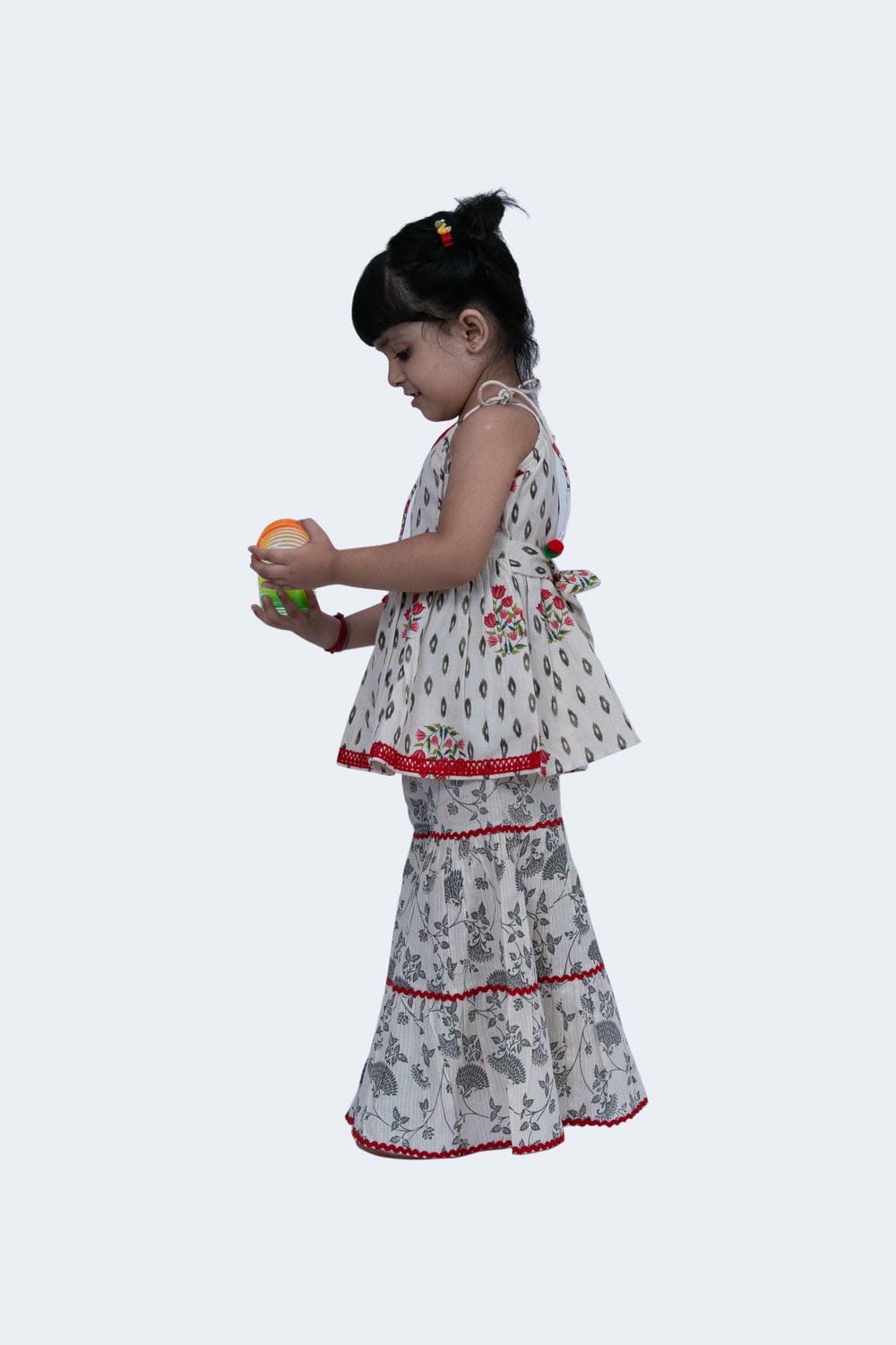 Twisha Girls Top & Sharara Set - Offwhite