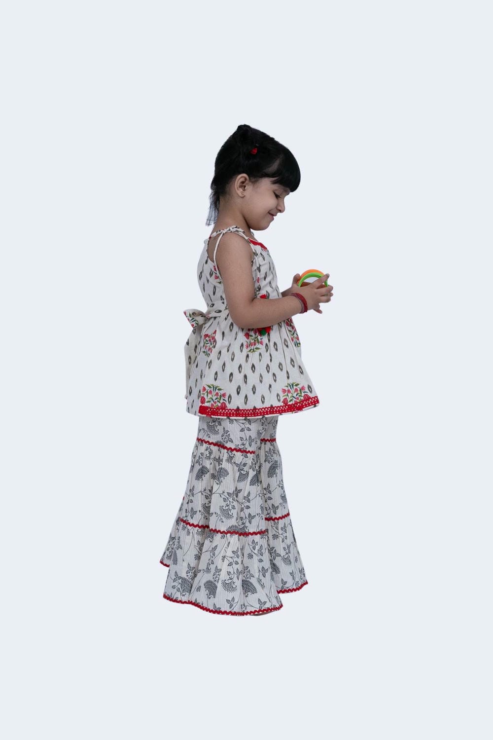 Twisha Girls Top & Sharara Set - Offwhite