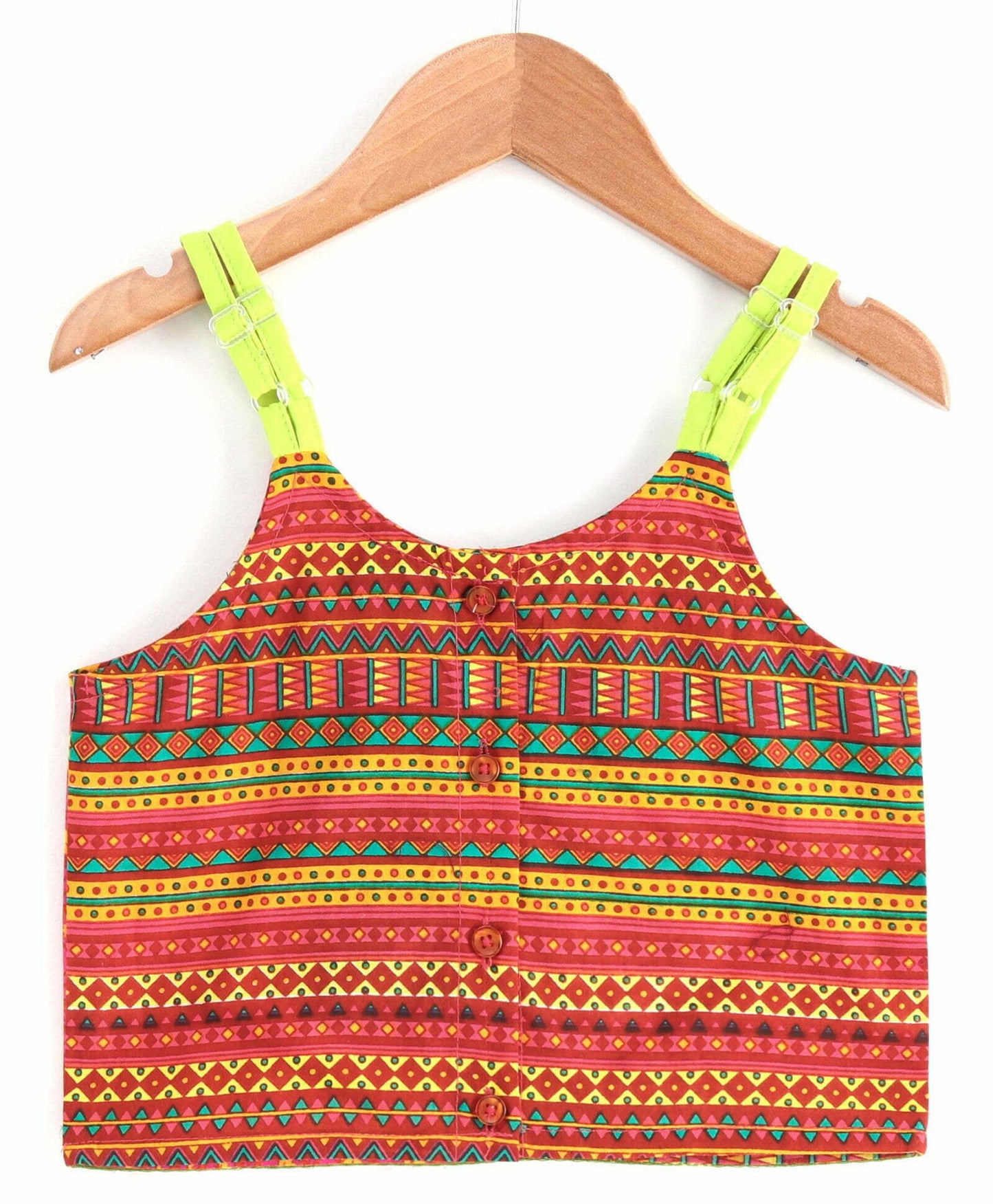 Girls Half And Half Top With Dhoti Set - Pink & Green