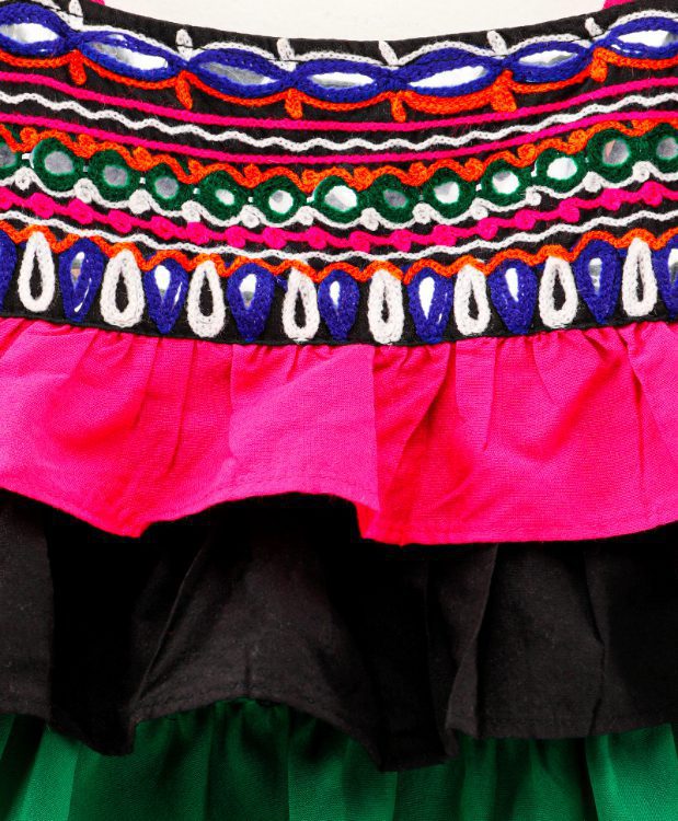 Twisha Girls Embroidered top with  Club printed Dhoti-Black And Pink